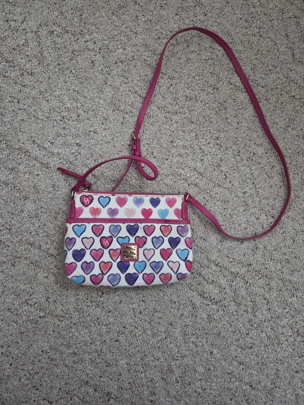 Dooney & Bourke Pink Multi Heart Crossbody Bag